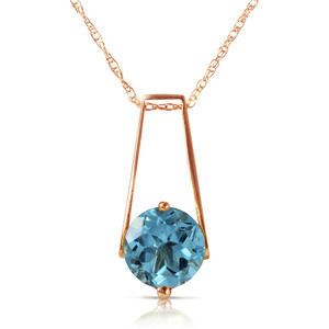 14K. SOLID GOLD NECKLACE WITH NATURAL BLUE TOPAZ (Rose Gold)